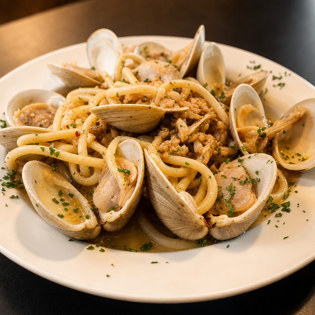 Bucatini with Clams.