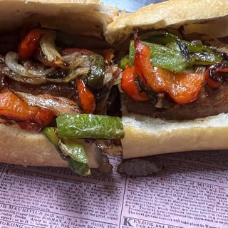 Grilled Sausage Sub with fries